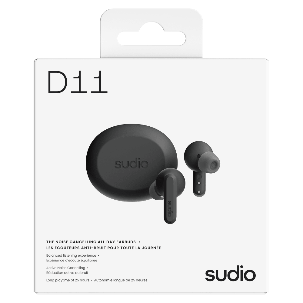 Wholesale cell phone accessory Sudio - D11 Comfy All-Day Earbuds - Black