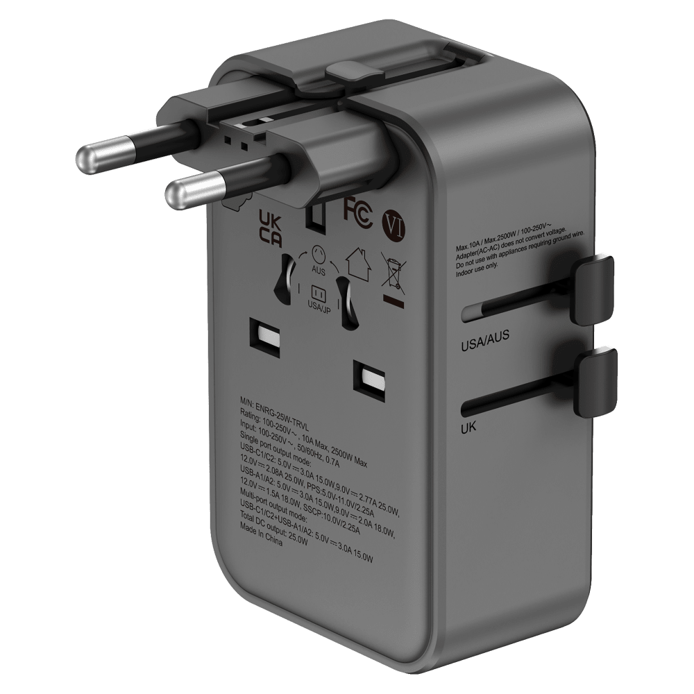 Wholesale cell phone accessory prodigee - Energee Traveler Charger 25W - Gunmetal