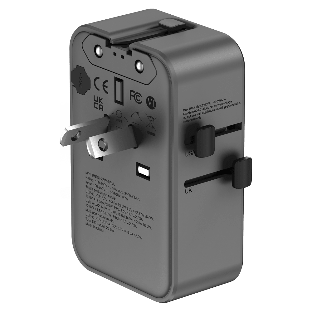Wholesale cell phone accessory prodigee - Energee Traveler Charger 25W - Gunmetal