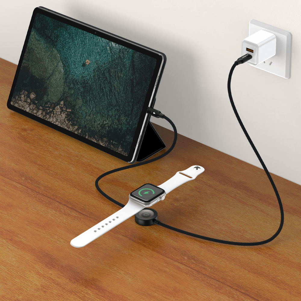 Wholesale cell phone accessory prodigee - Energee Dual Cable Type C for Apple Watches - Black