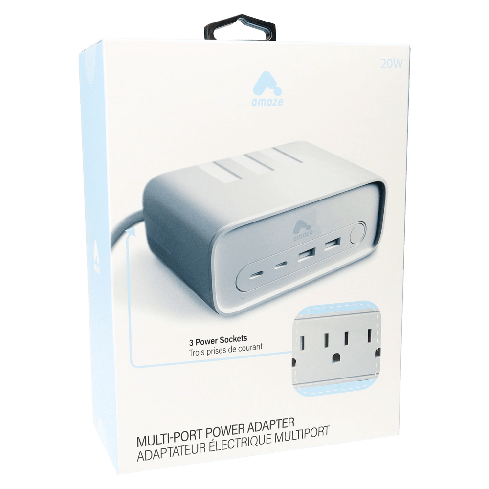 Wholesale cell phone accessory Amaze - PD 20W 3-Wall Plug Extension 7 Charging Ports - White