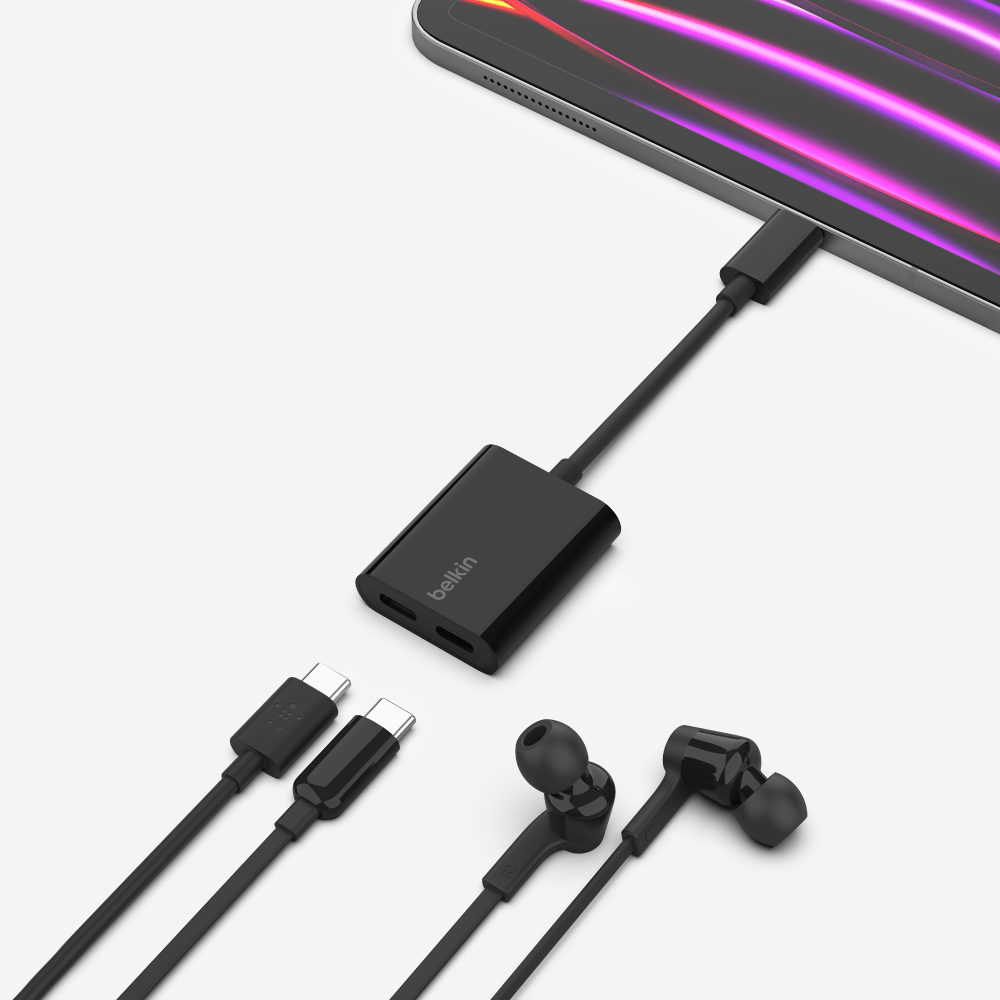 Wholesale cell phone accessory Belkin - USB C Audio and Charge Adapter - Black