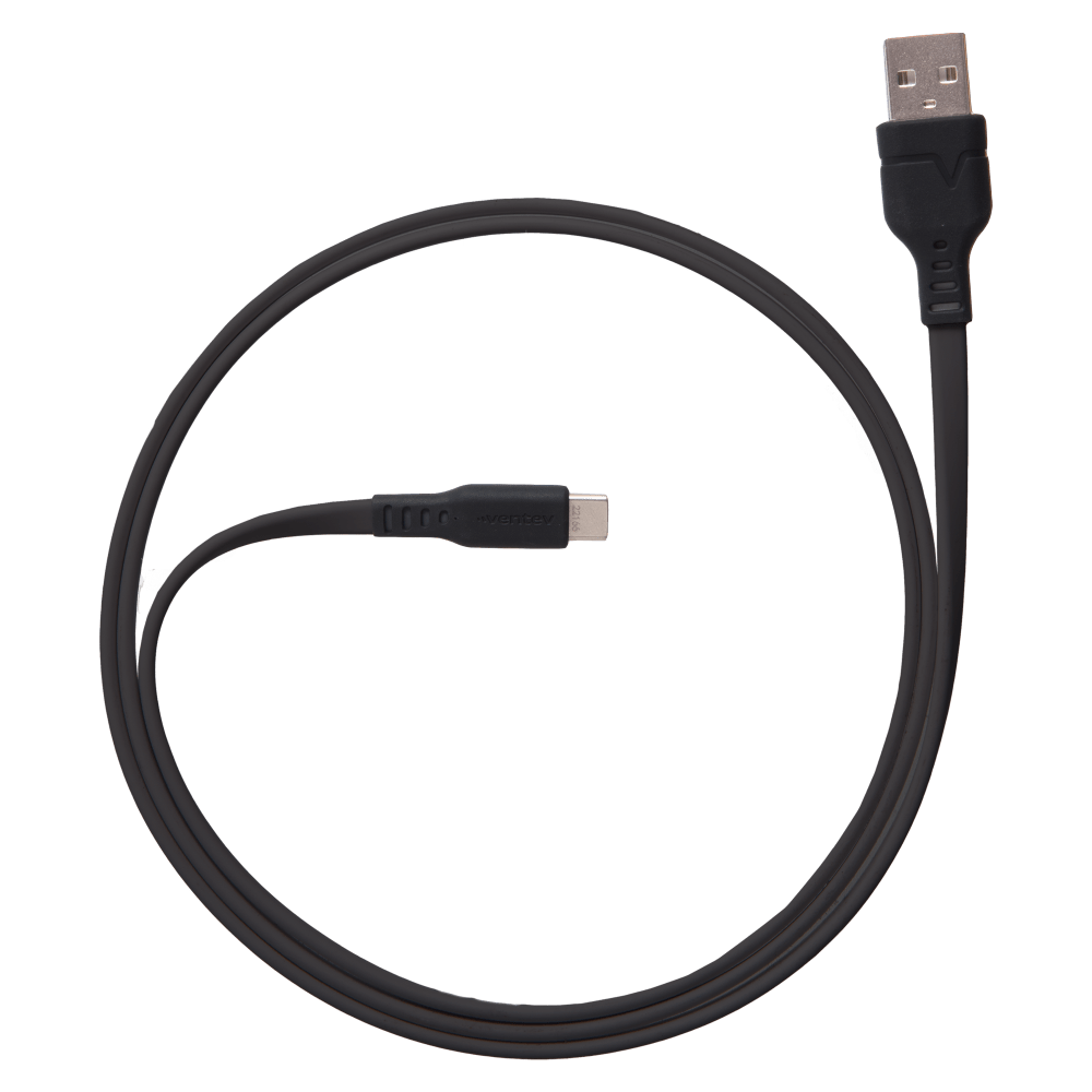 Wholesale cell phone accessory Ventev - Chargesync Flat USB A to USB C Cable 3.3ft - Black