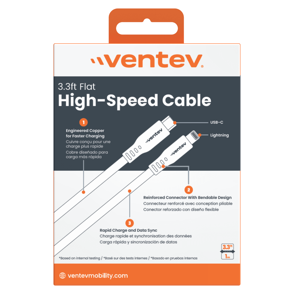 Wholesale cell phone accessory Ventev - Flat USB C to Apple Lightning High Speed Tangle-Free