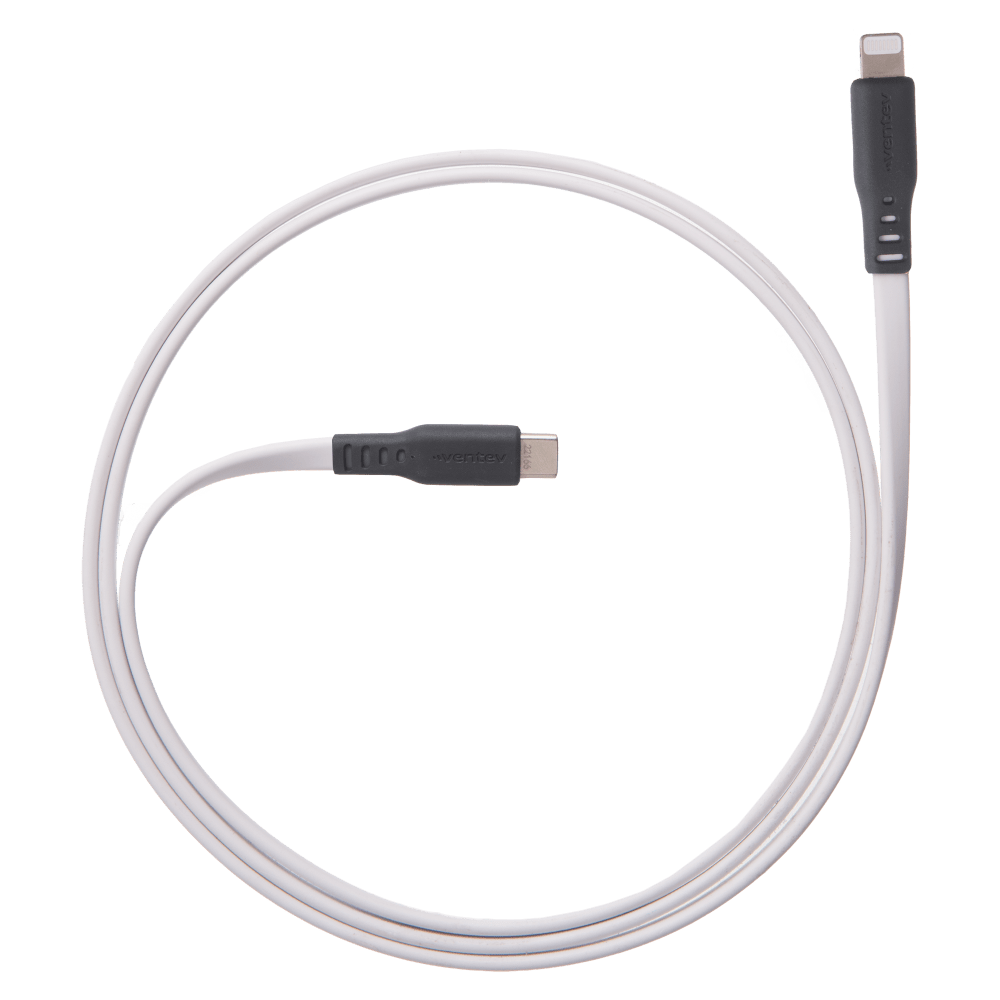 Wholesale cell phone accessory Ventev - Chargesync Flat USB-C to Apple Lightning 3.3ft - White