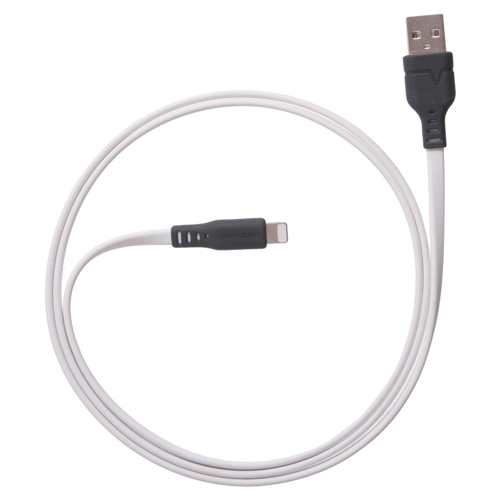 Wholesale cell phone accessory Ventev - Chargesync Flat USB-A to Apple Lightning 3.3ft - White