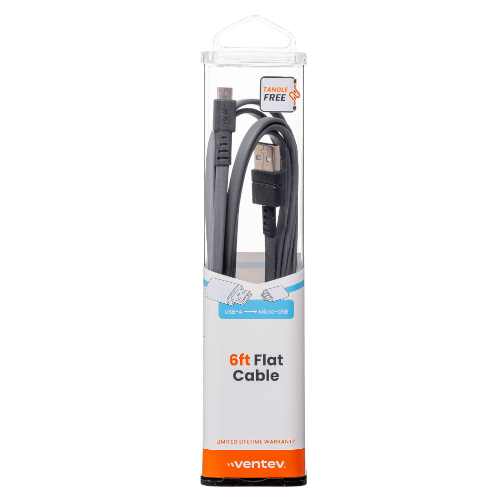 Wholesale cell phone accessory Ventev - Chargesync Flat USB A to Micro Cable 6ft - Gray