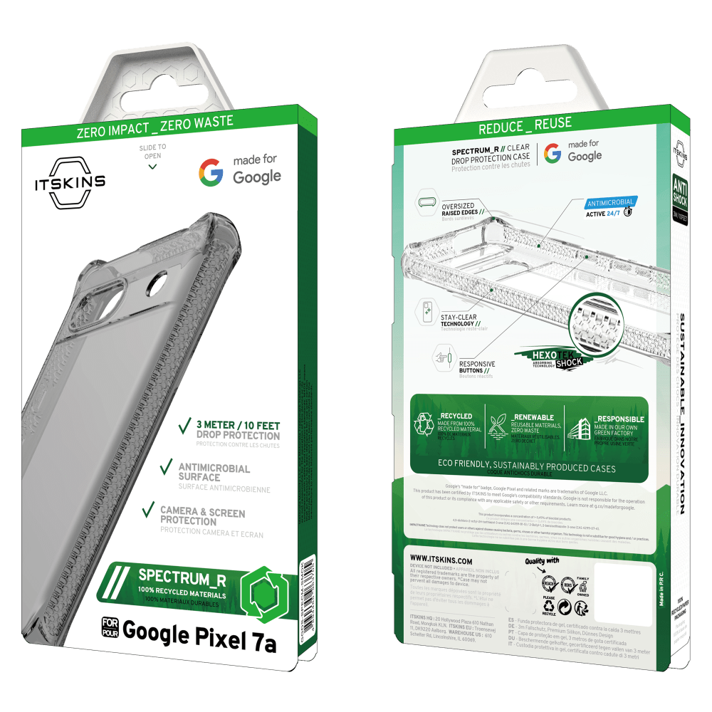 Wholesale cell phone accessory ITSKINS - Spectrum_R Clear Case for Google Pixel 7a - Smoke