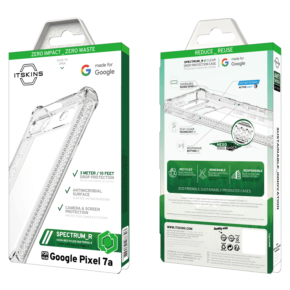 Wholesale cell phone accessory ITSKINS - Spectrum_R Clear Case for Google Pixel 7a - Transparent