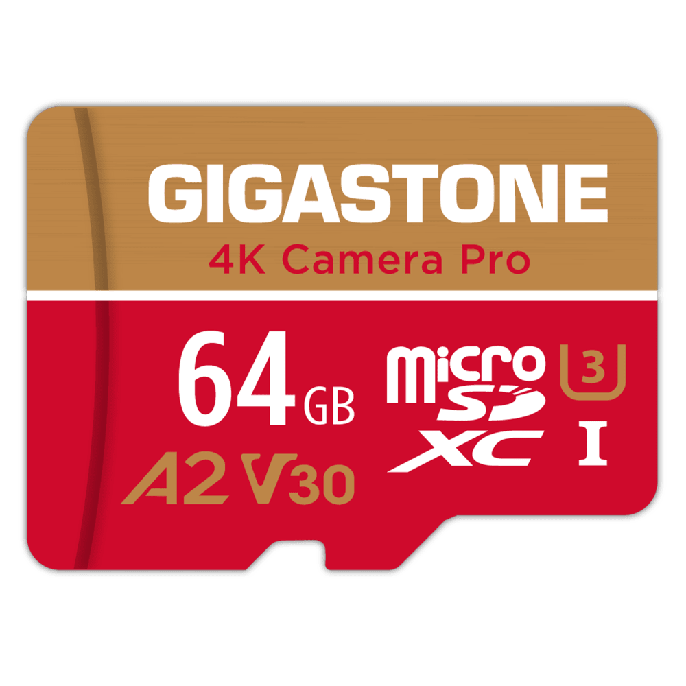 Wholesale cell phone accessory Gigastone - MicroSD A1 V30 Memory Card 64GB - Red and Gold