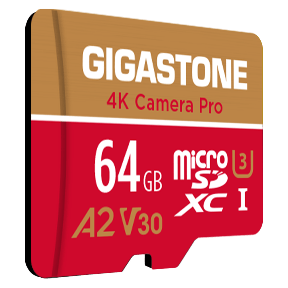 Wholesale cell phone accessory Gigastone - MicroSD A1 V30 Memory Card 64GB - Red and Gold