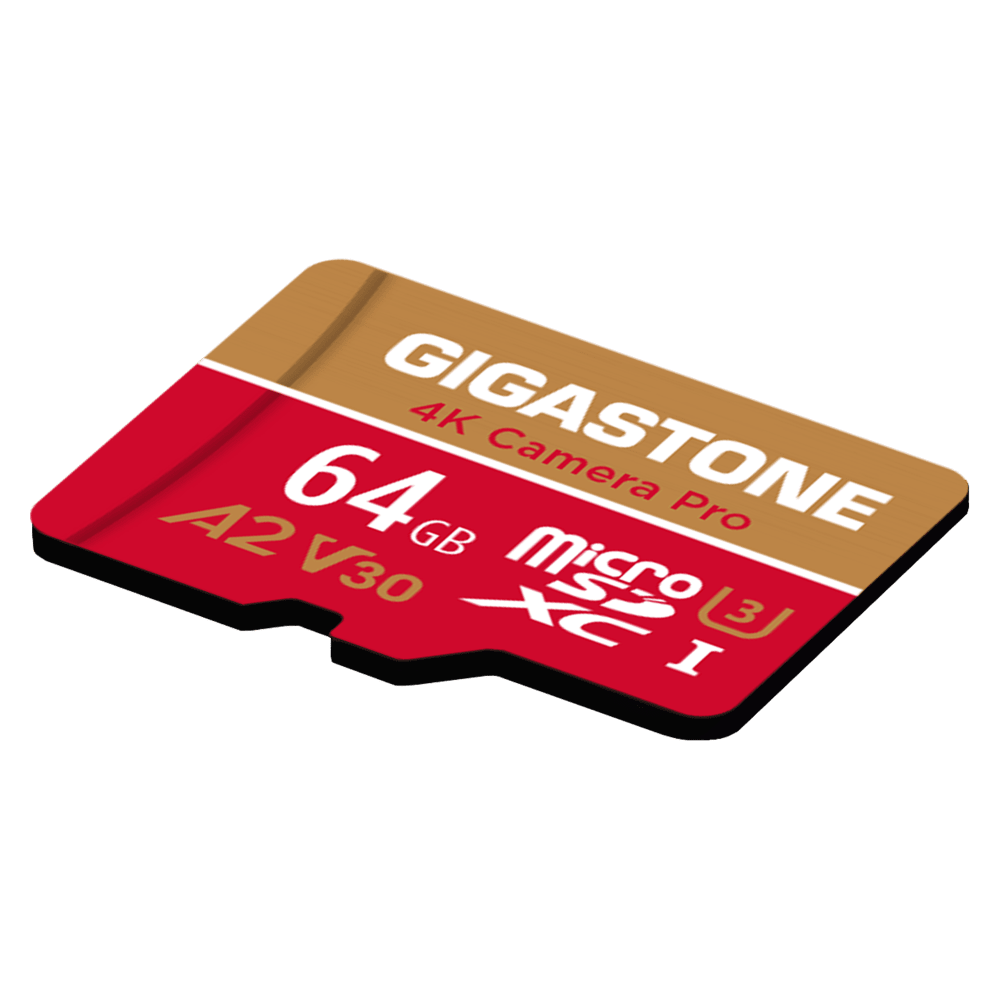 Wholesale cell phone accessory Gigastone - MicroSD A1 V30 Memory Card 64GB - Red and Gold