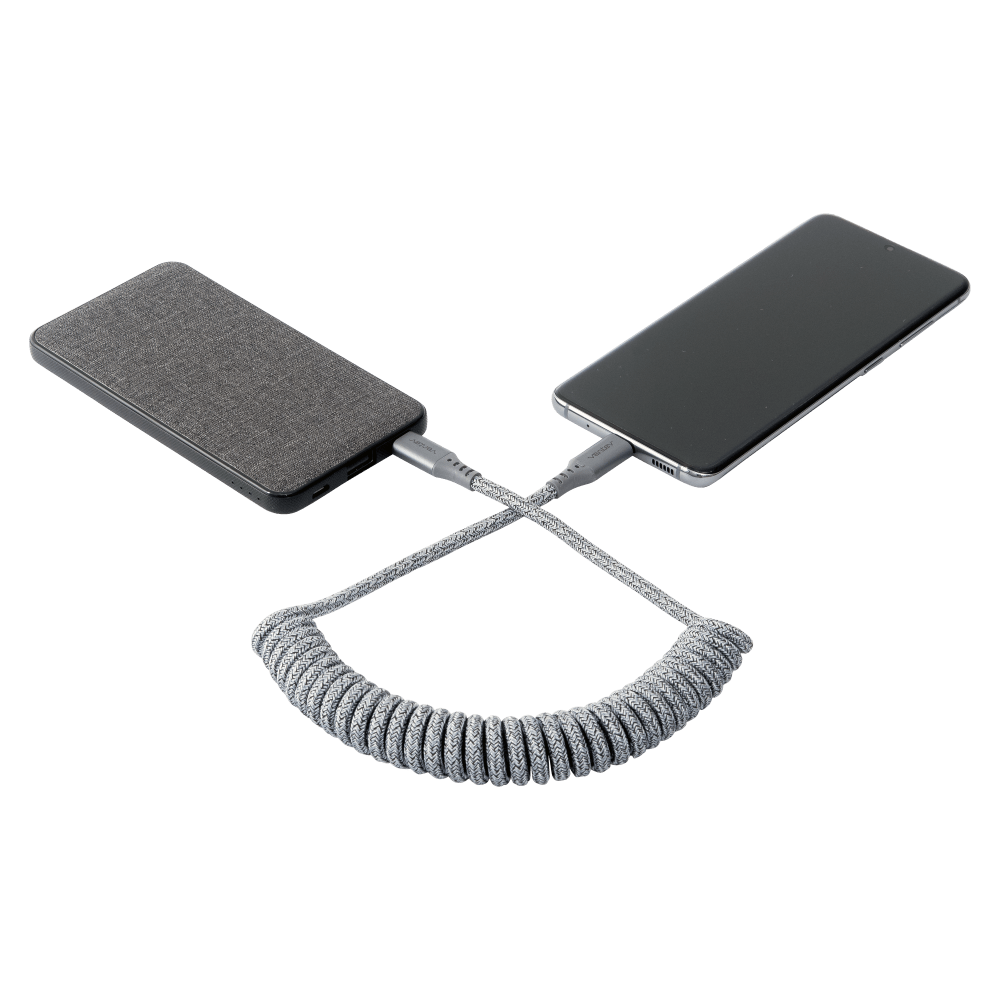 Wholesale cell phone accessory Ventev - Chargesync Helix Coiled USB C to USB Type C Cable 3ft