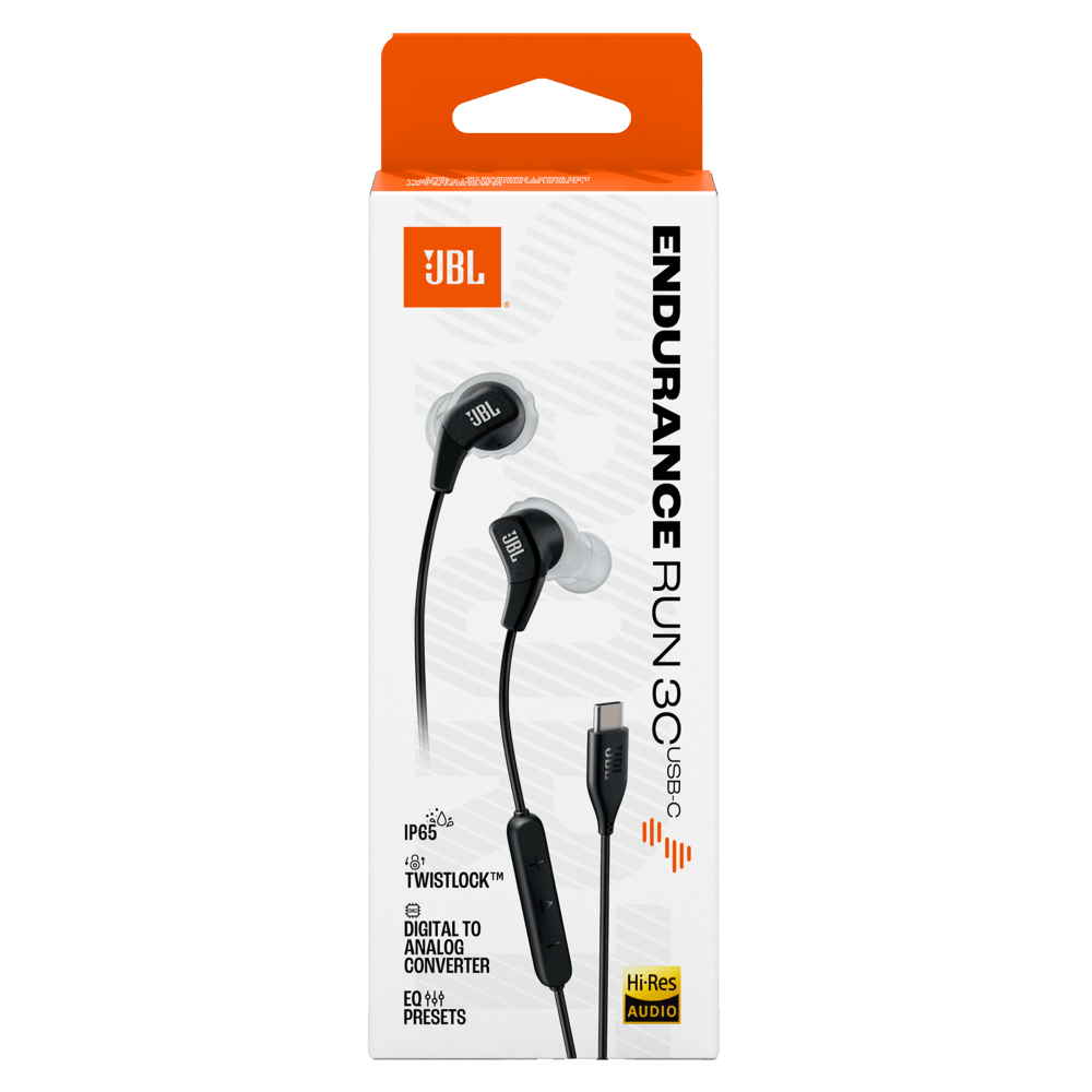 Wholesale cell phone accessory JBL - Endurance Run 3C USB C Wired Headphones - Black And Gray