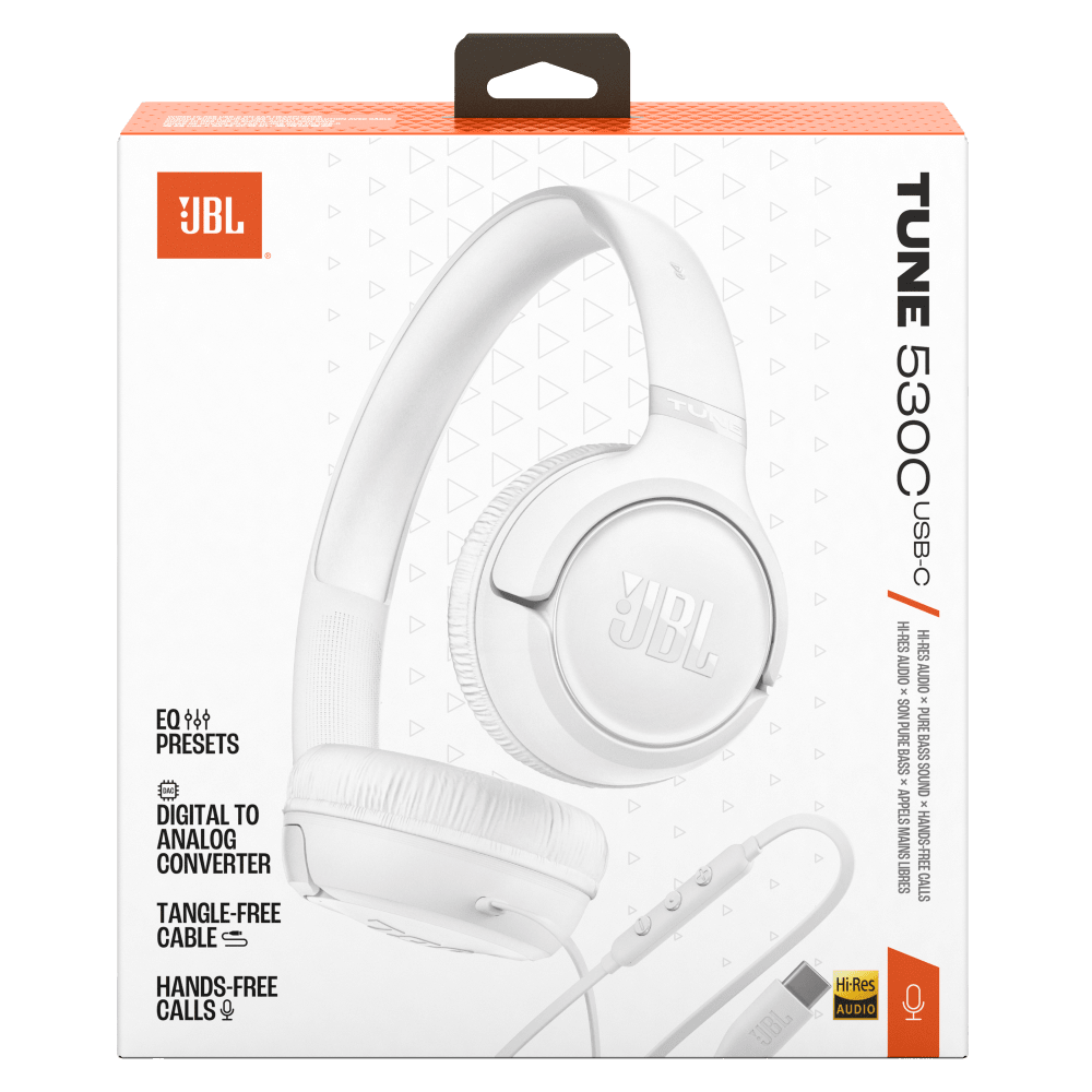 Wholesale cell phone accessory JBL - Tune 530C Wired On Ear Headphones - White