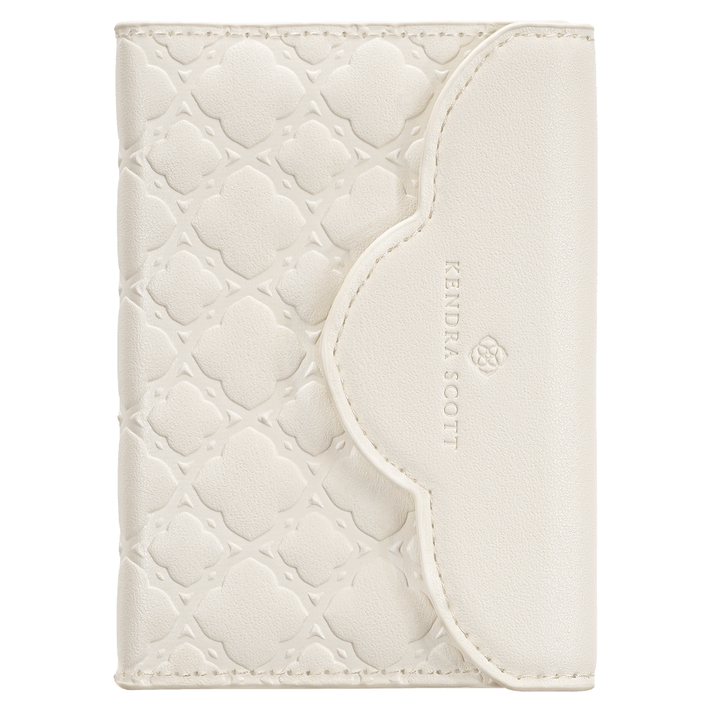 Wholesale cell phone accessory Kendra Scott - Magnetic MagSafe Trifold Wallet - Ivory Filigree