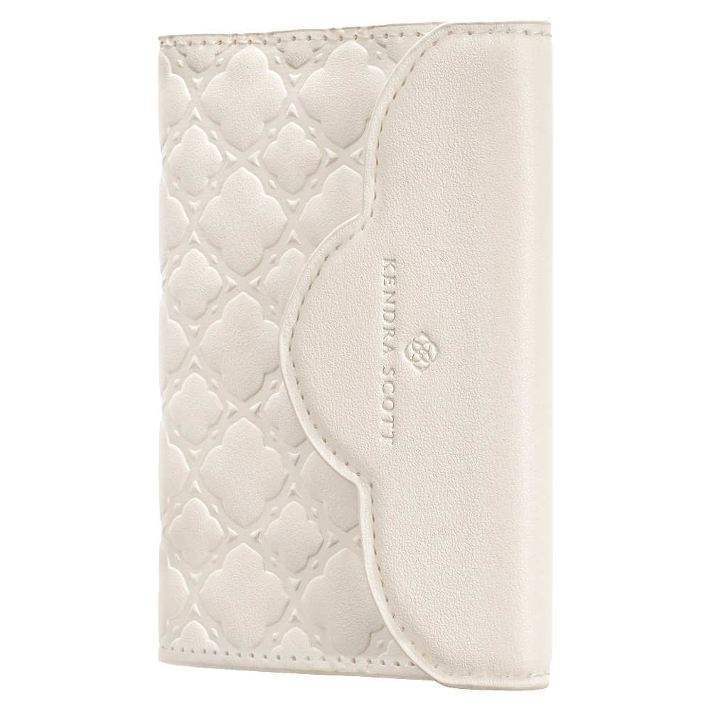 Wholesale cell phone accessory Kendra Scott - Magnetic MagSafe Trifold Wallet - Ivory Filigree