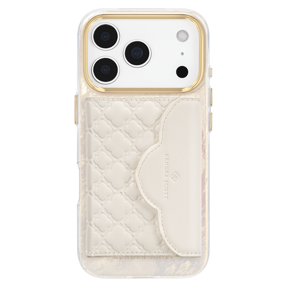 Wholesale cell phone accessory Kendra Scott - Magnetic MagSafe Trifold Wallet - Ivory Filigree