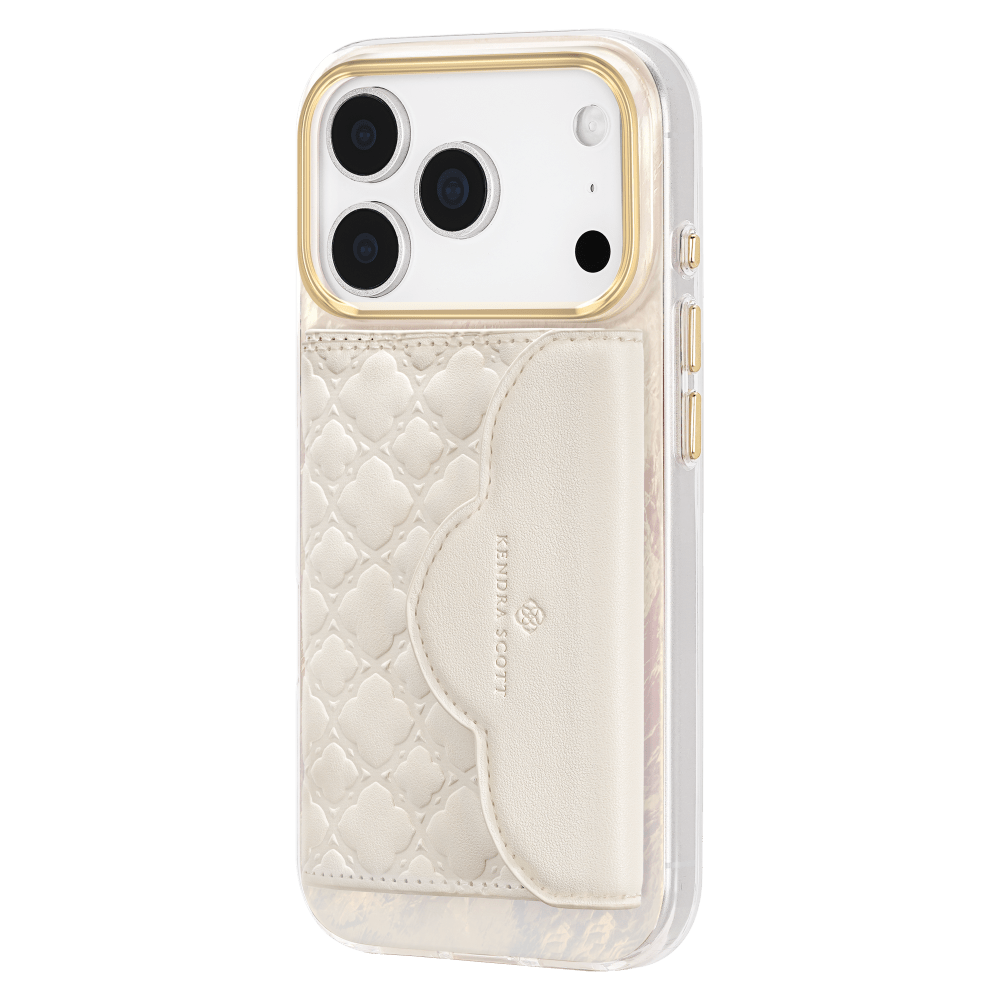Wholesale cell phone accessory Kendra Scott - Magnetic MagSafe Trifold Wallet - Ivory Filigree