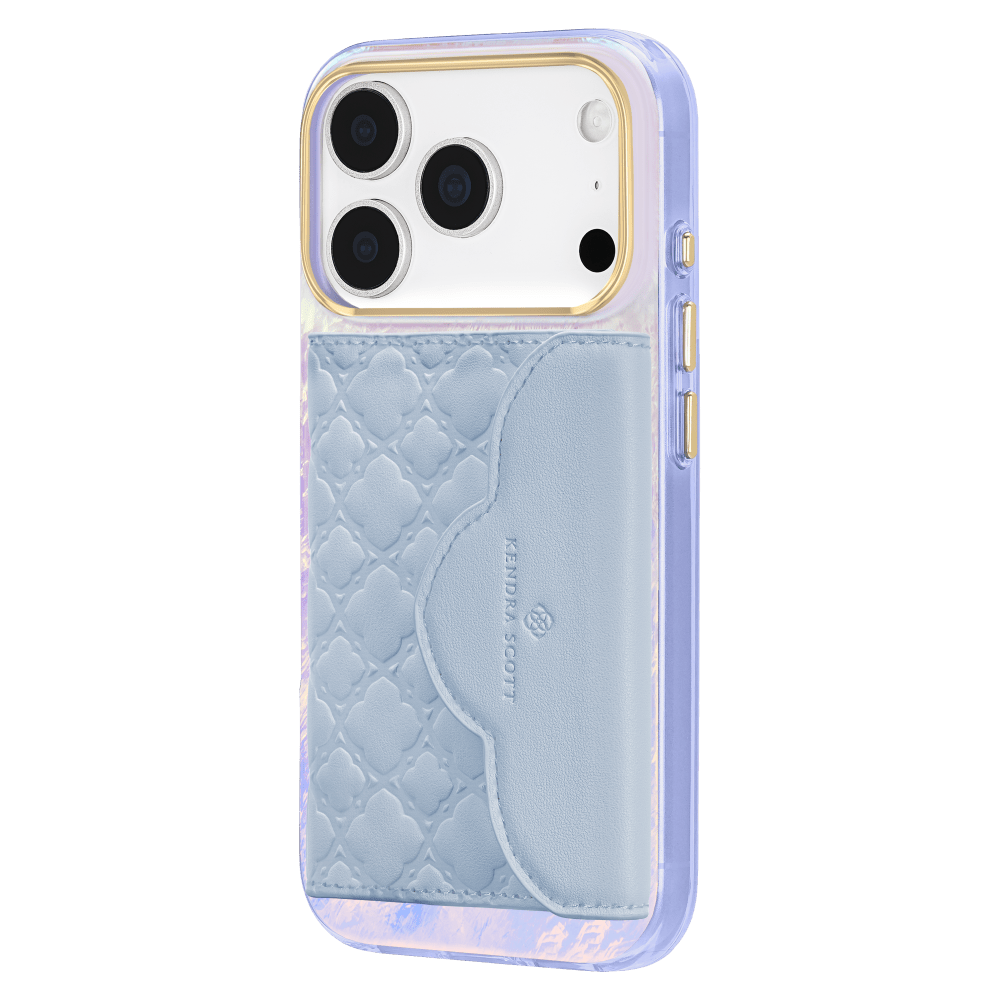 Wholesale cell phone accessory Kendra Scott - Magnetic MagSafe Trifold Wallet - Blue Filigree
