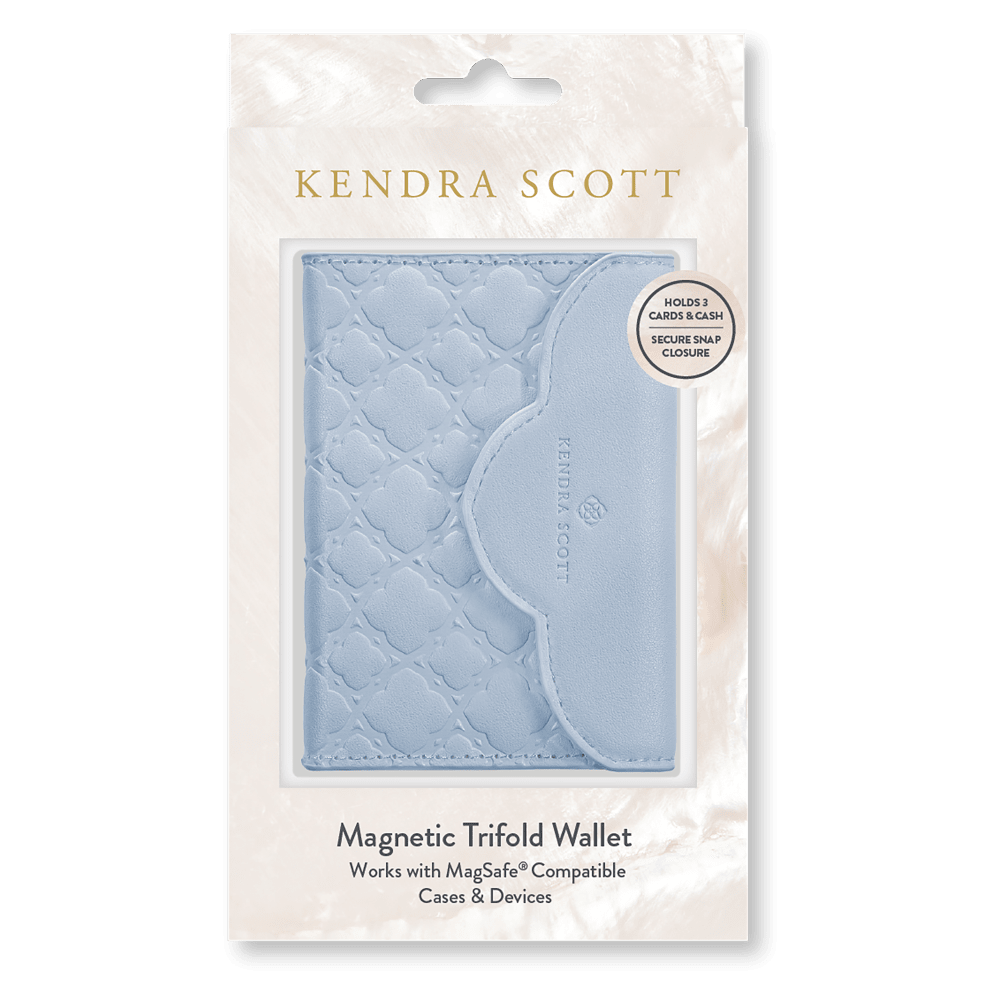 Wholesale cell phone accessory Kendra Scott - Magnetic MagSafe Trifold Wallet - Blue Filigree