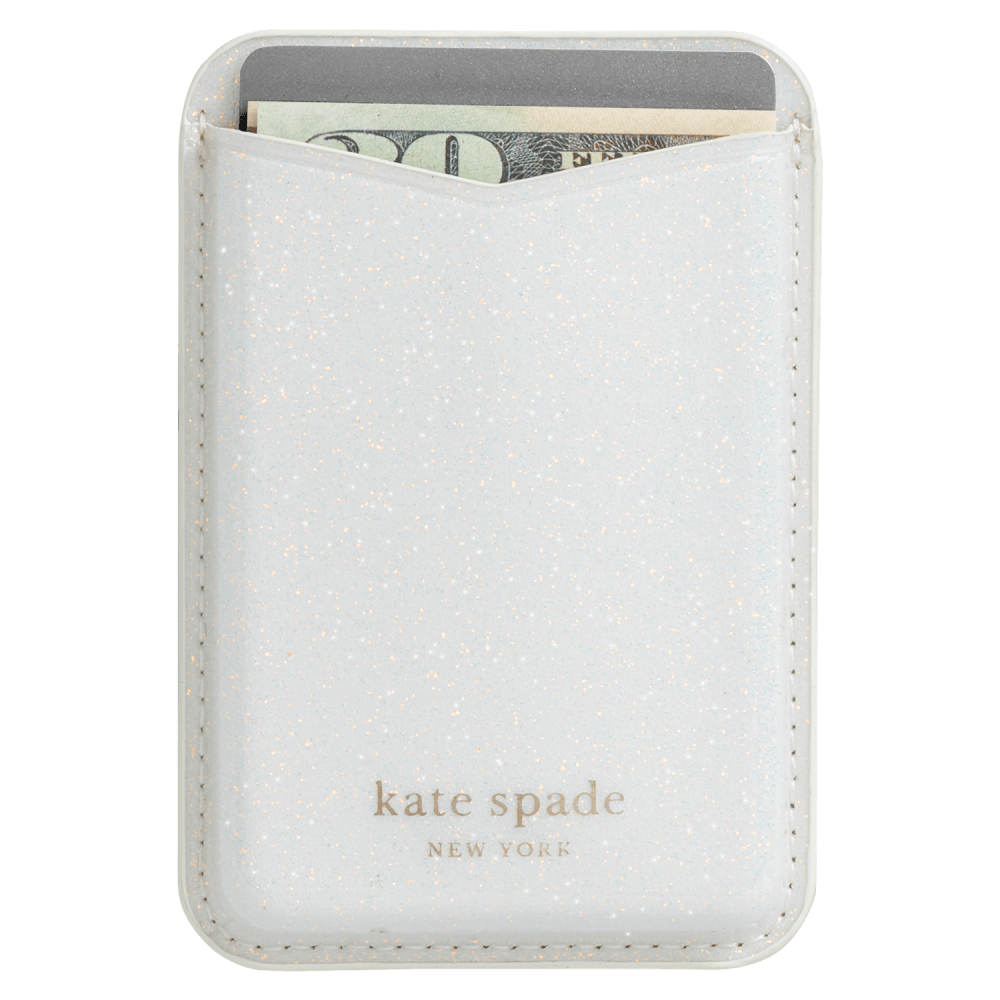 Wholesale cell phone accessory Kate Spade - Magnetic Wallet - White Glitter