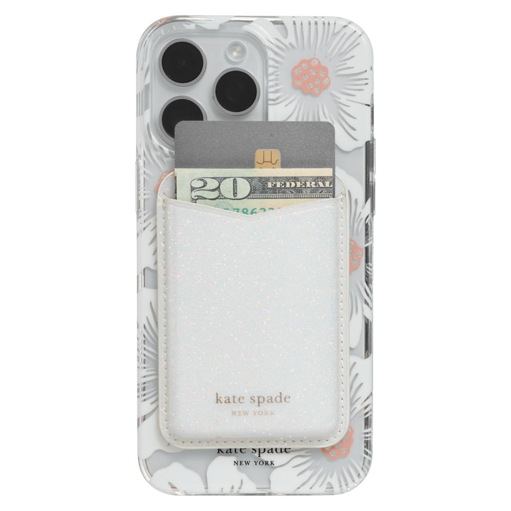 Wholesale cell phone accessory Kate Spade - Magnetic Wallet - White Glitter