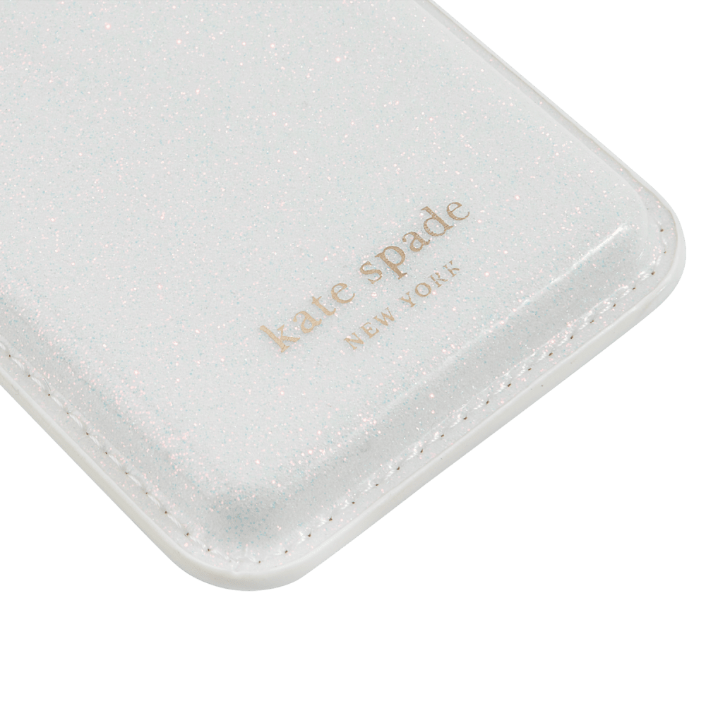 Wholesale cell phone accessory Kate Spade - Magnetic Wallet - White Glitter