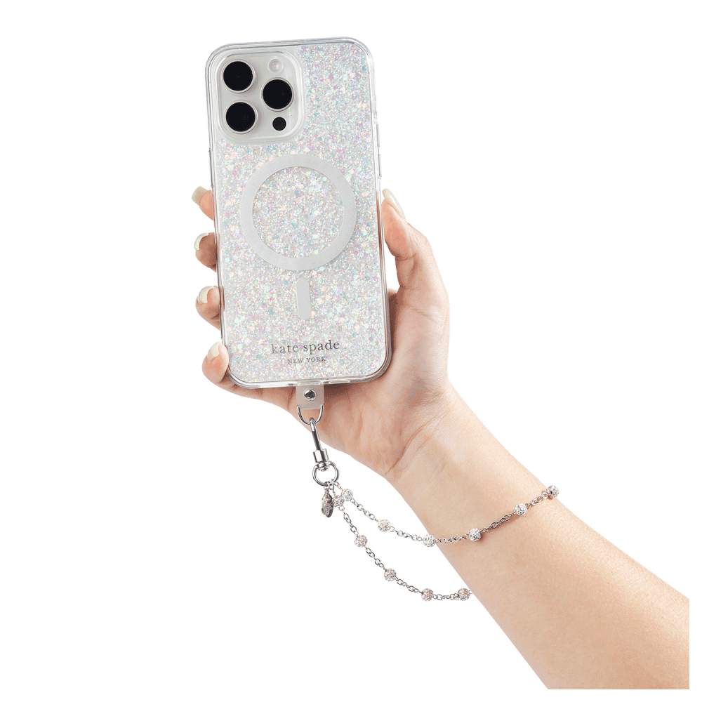 Wholesale cell phone accessory Kate Spade - Phone Charm - Dazzle Chain Silver