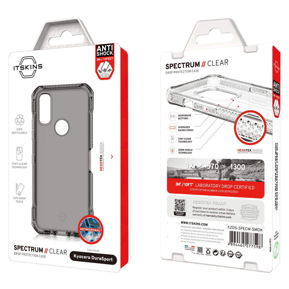 Wholesale cell phone accessory ITSKINS - Spectrum Clear Case for Kyocera DuraSport 5G - Smoke