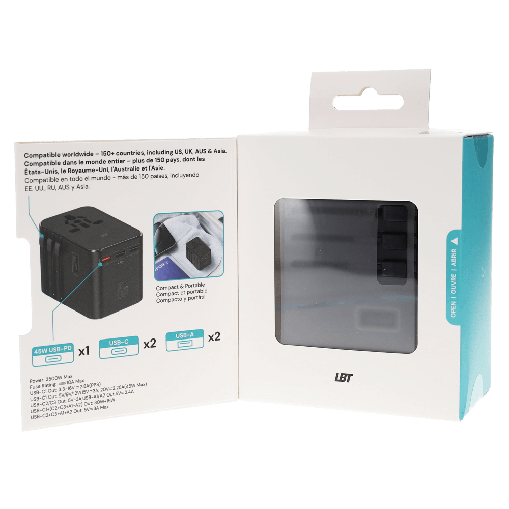 Wholesale cell phone accessory LBT - 45W Ultra Fast Power Deliver PD 6-Port Travel PD Wall