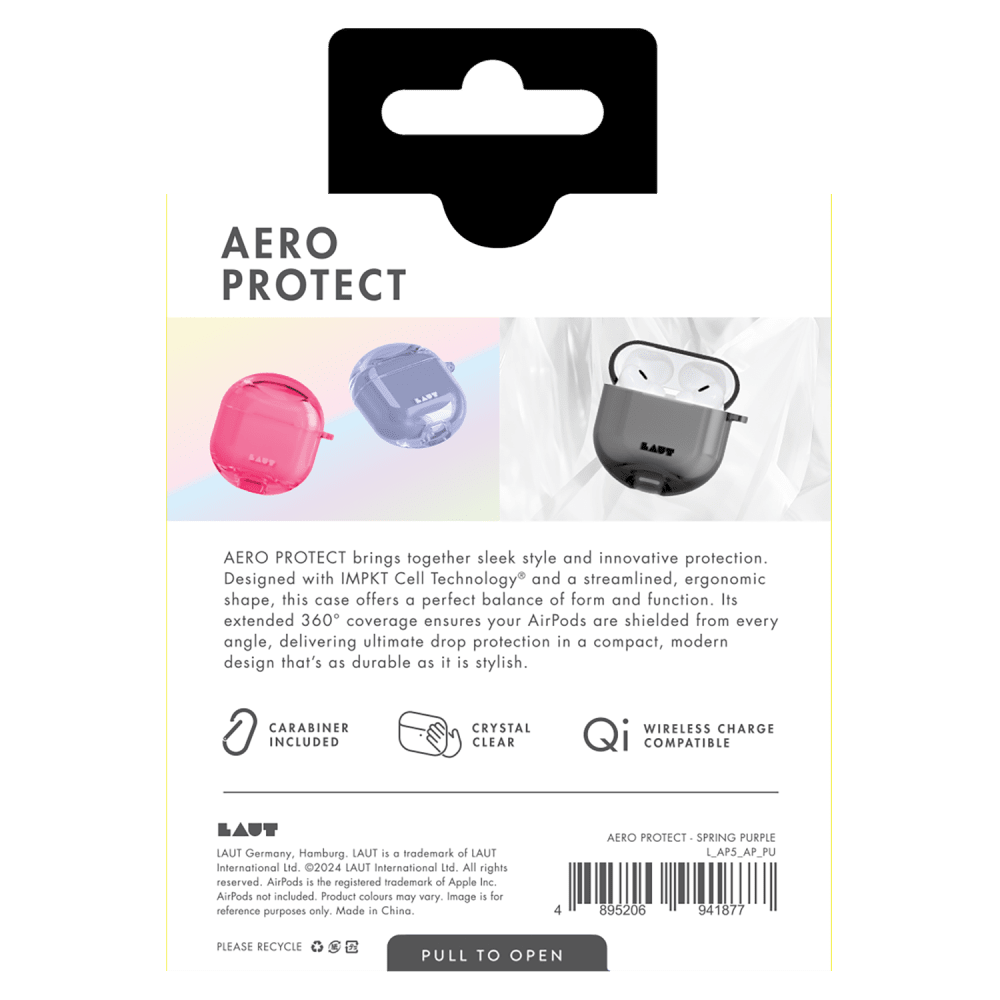 Wholesale cell phone accessory Laut - AERO PROTECT Case for Apple AirPods 4 - Spring Purple