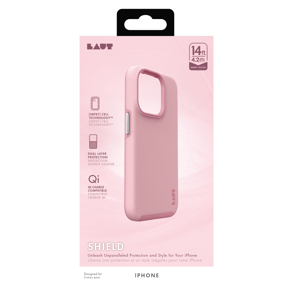Wholesale cell phone accessory LAUT - SHIELD Case for Apple iPhone 15 Pro Max - Chalk Pink