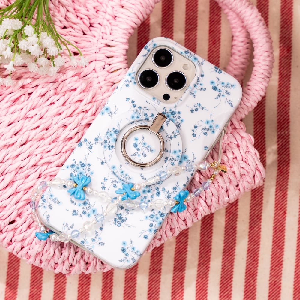 Wholesale cell phone accessory Velvet Caviar - MagSafe Grip Ring - French Blue Floral