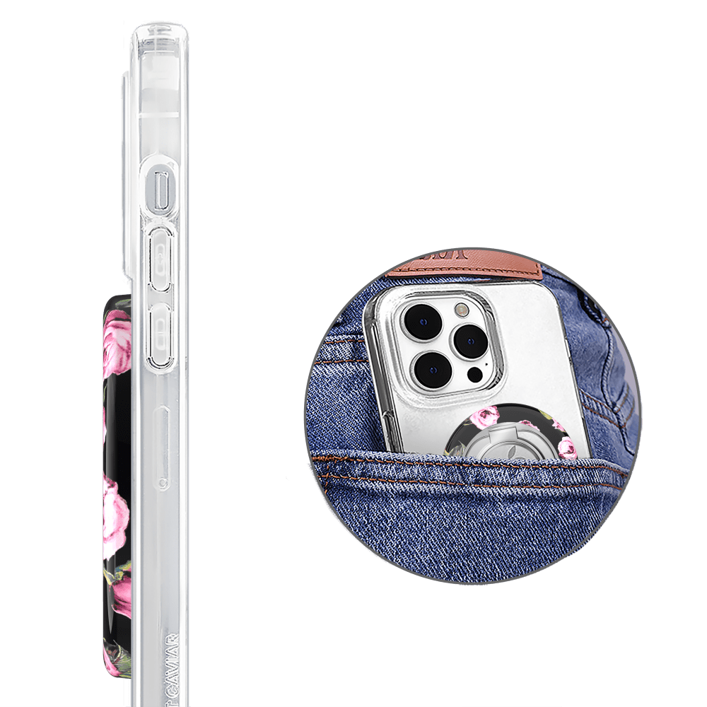 Wholesale cell phone accessory VELVET CAVIAR - MagSafe Grip Ring - Pink Rose Floral