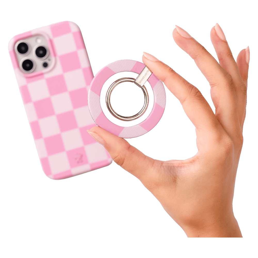 Wholesale cell phone accessory Velvet Caviar - MagSafe Grip Ring - Pink Pastel Checker