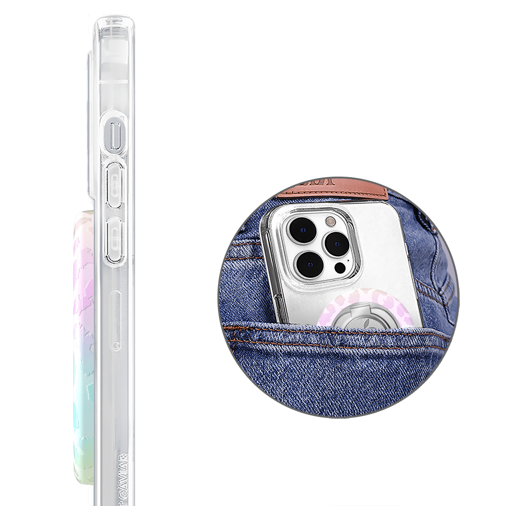 Wholesale cell phone accessory VELVET CAVIAR - MagSafe Grip Ring - White Opal Leopard