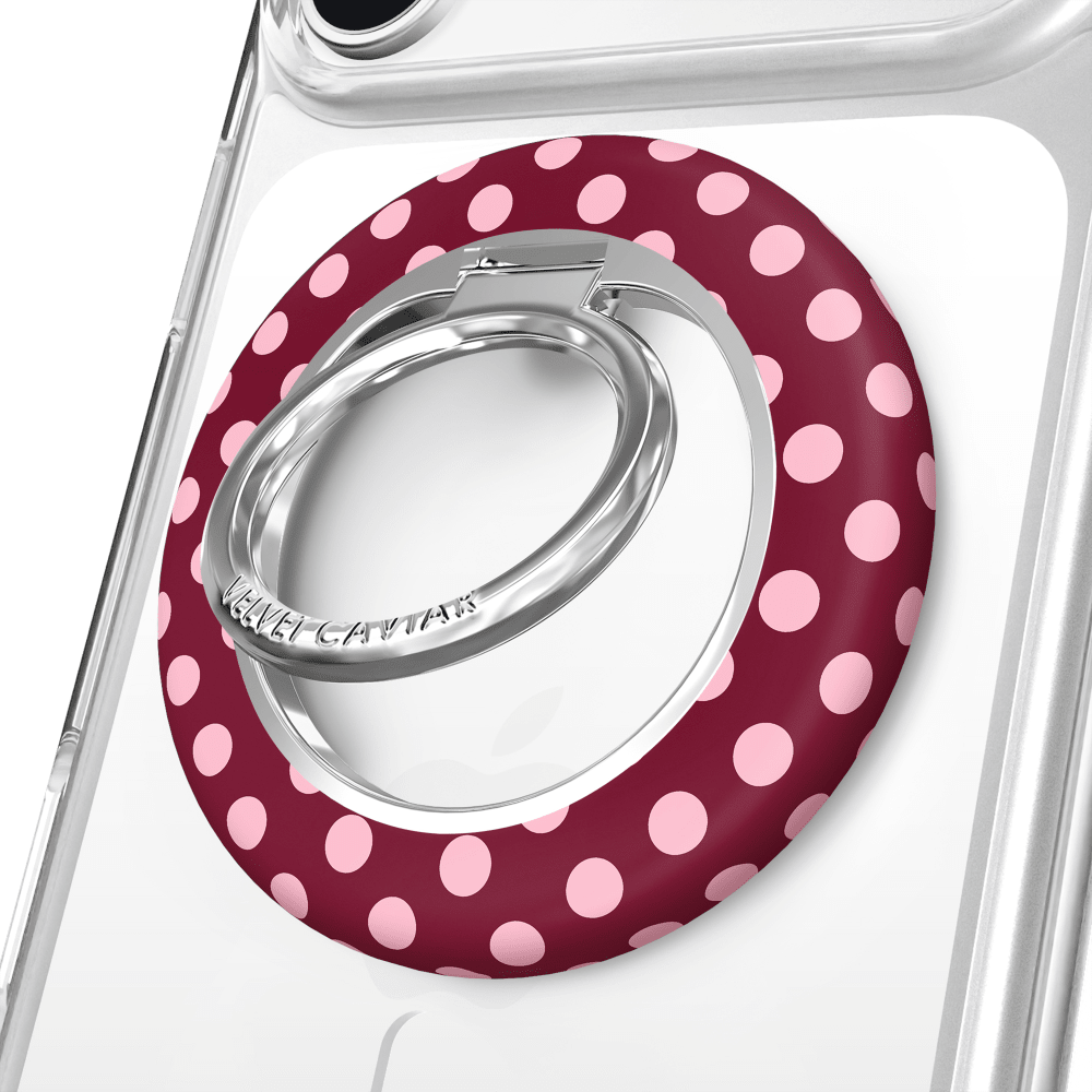 Wholesale cell phone accessory VELVET CAVIAR - Magnetic Phone Ring & Stand - Raspberry Polka