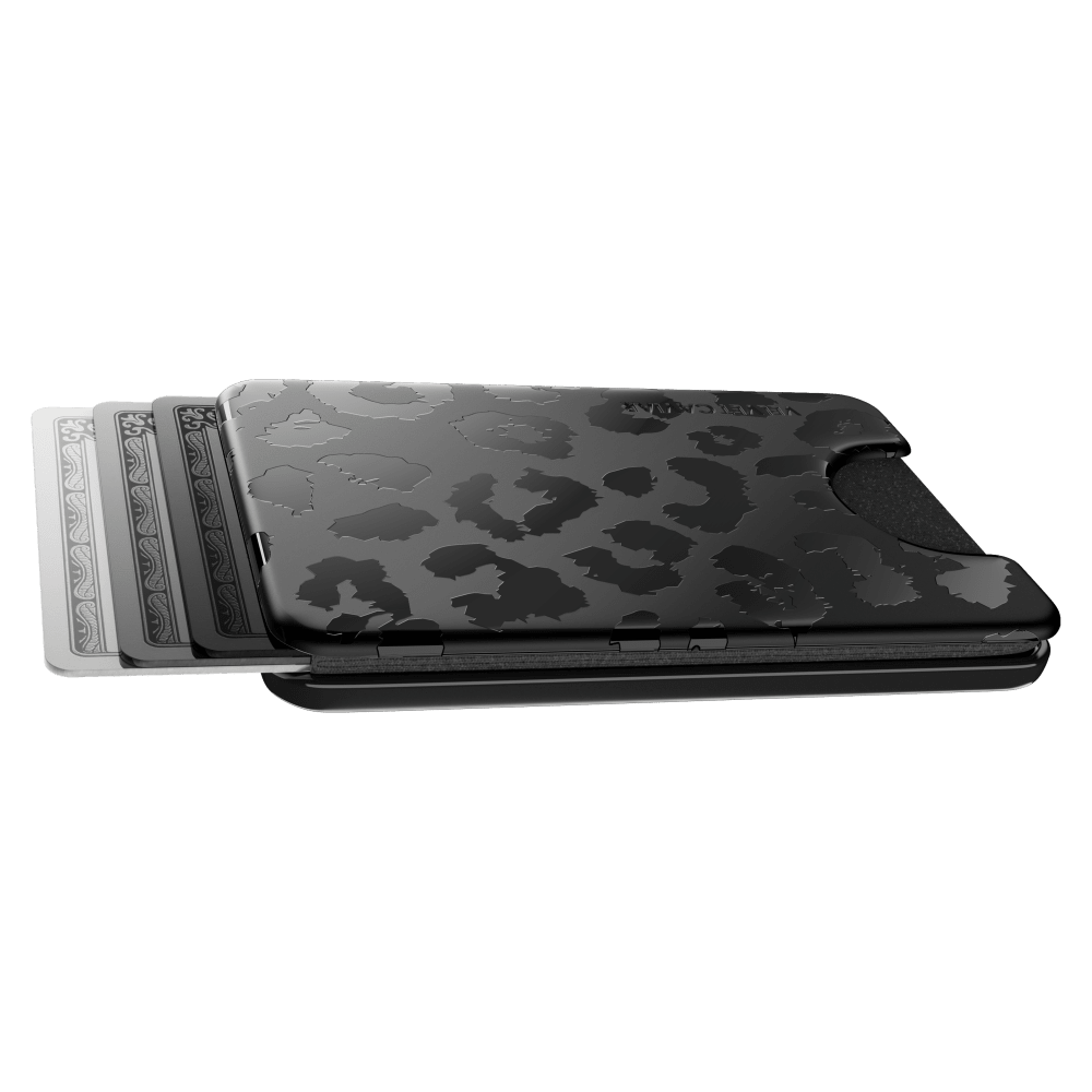 Wholesale cell phone accessory VELVET CAVIAR - Magsafe Phone Wallet - Black Leopard