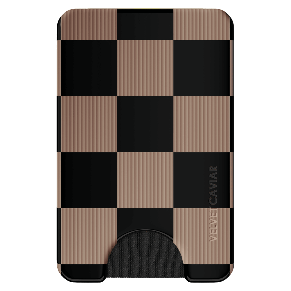 Wholesale cell phone accessory VELVET CAVIAR - Magsafe Phone Wallet - Mocha Vibe Checker
