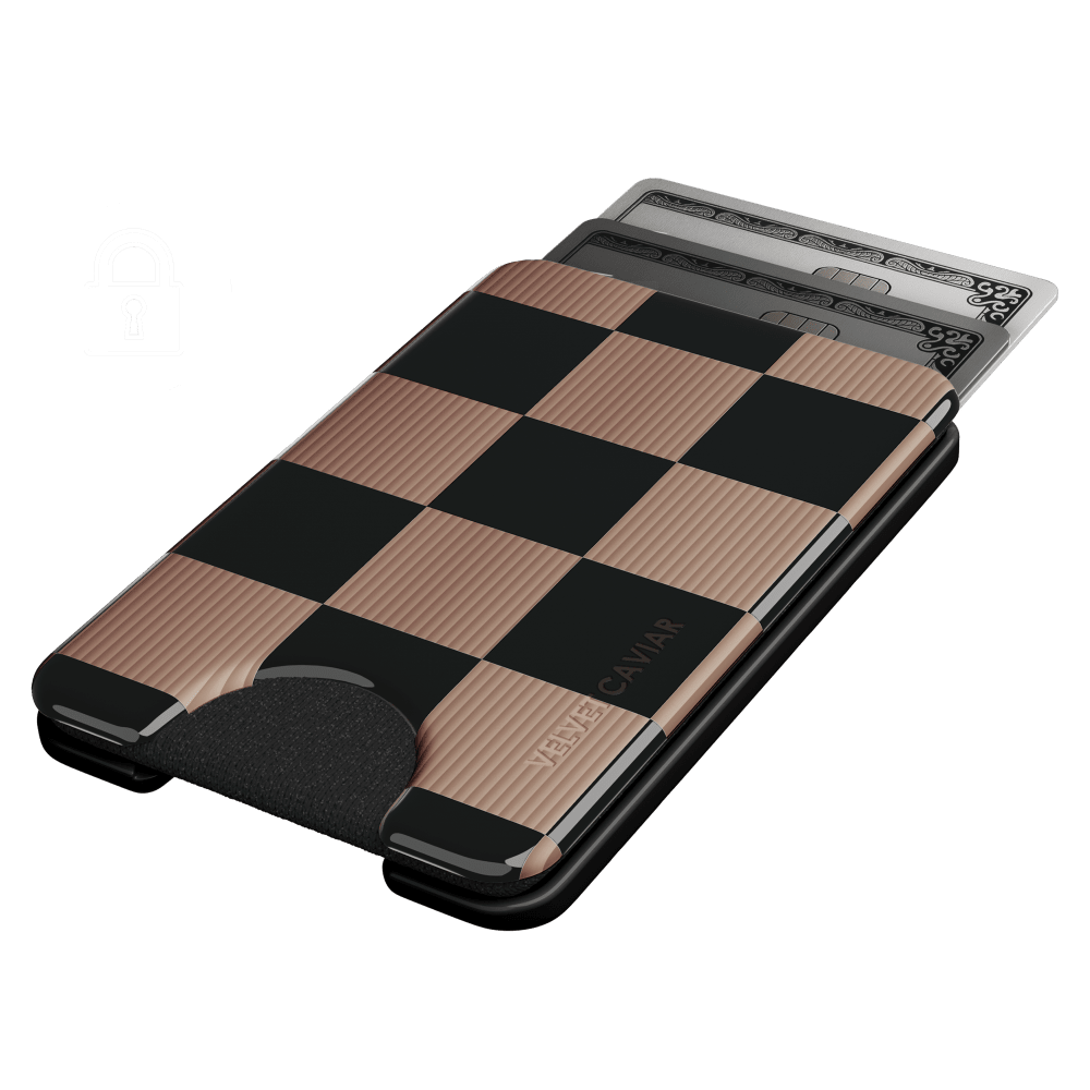 Wholesale cell phone accessory VELVET CAVIAR - Magsafe Phone Wallet - Mocha Vibe Checker
