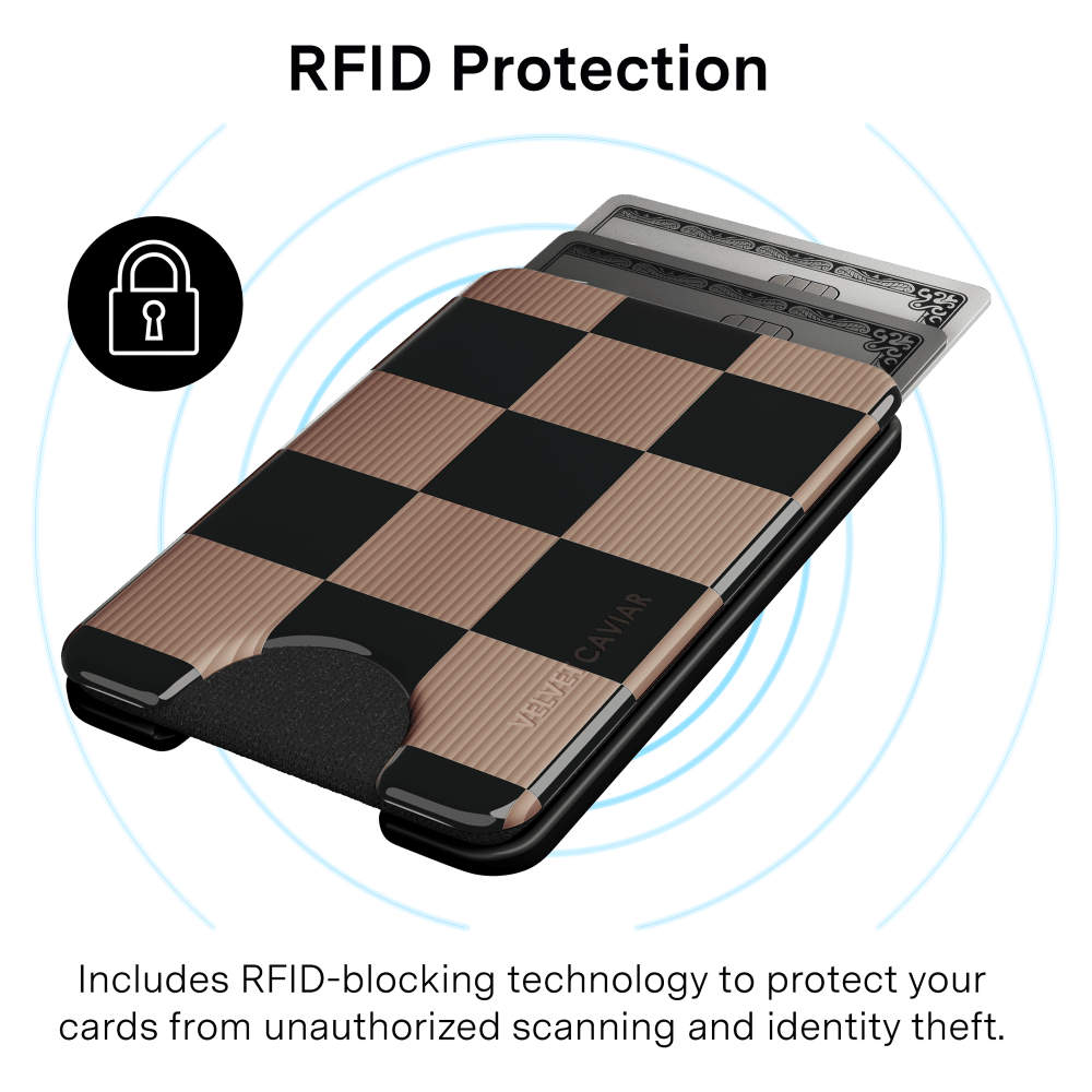 Wholesale cell phone accessory VELVET CAVIAR - Magsafe Phone Wallet - Mocha Vibe Checker