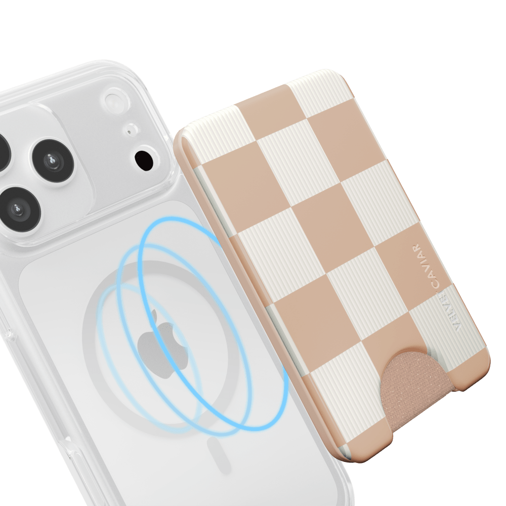 Wholesale cell phone accessory VELVET CAVIAR - Magsafe Phone Wallet - Nude Vibe Checker