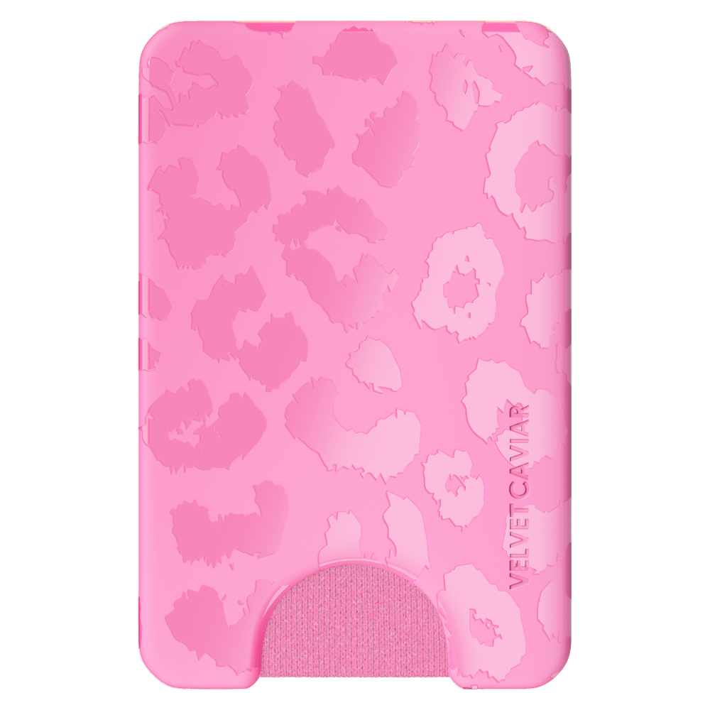 Wholesale cell phone accessory VELVET CAVIAR - Magsafe Phone Wallet - Hot Pink Leopard