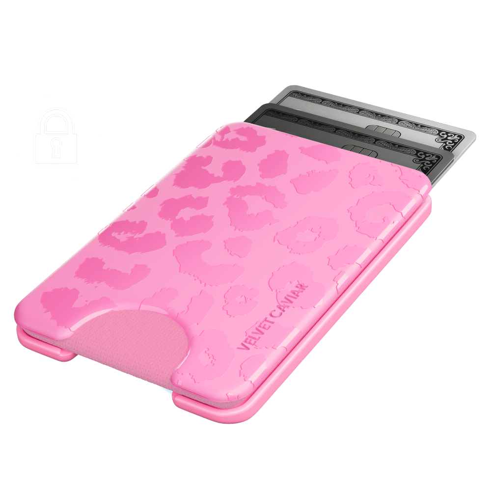 Wholesale cell phone accessory VELVET CAVIAR - Magsafe Phone Wallet - Hot Pink Leopard