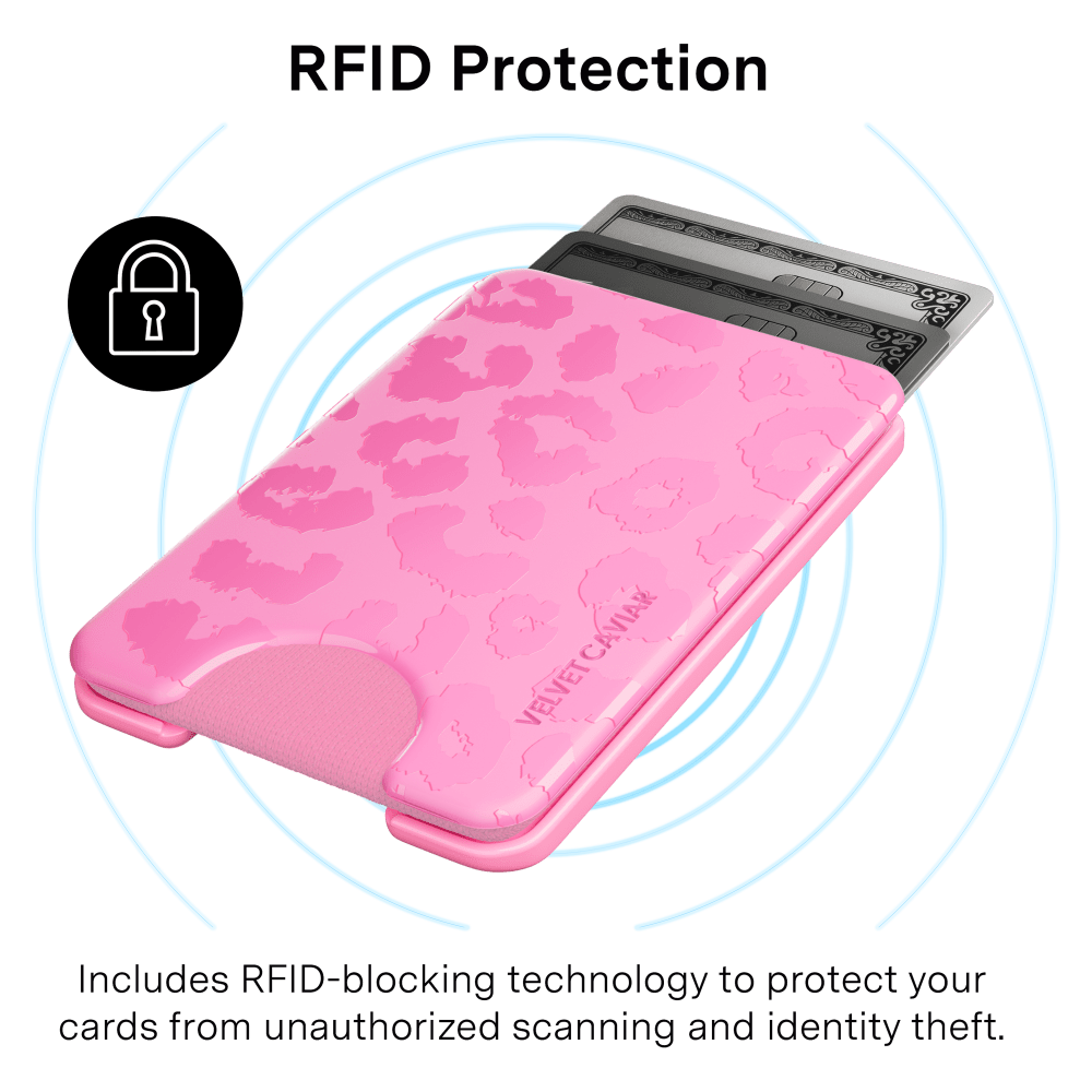 Wholesale cell phone accessory VELVET CAVIAR - Magsafe Phone Wallet - Hot Pink Leopard