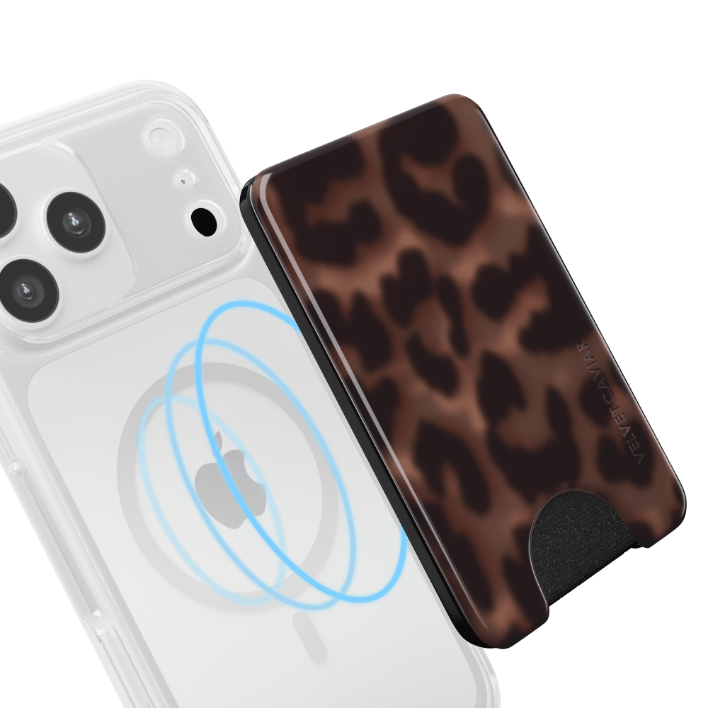 Wholesale cell phone accessory VELVET CAVIAR - Magsafe Phone Wallet - It Girl Leopard