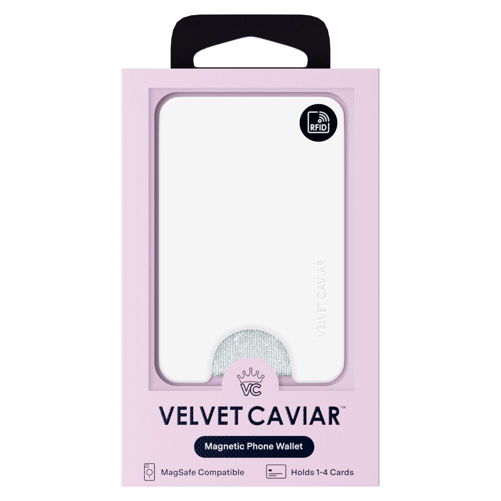 Wholesale cell phone accessory VELVET CAVIAR - Magnetic Phone Wallet - White