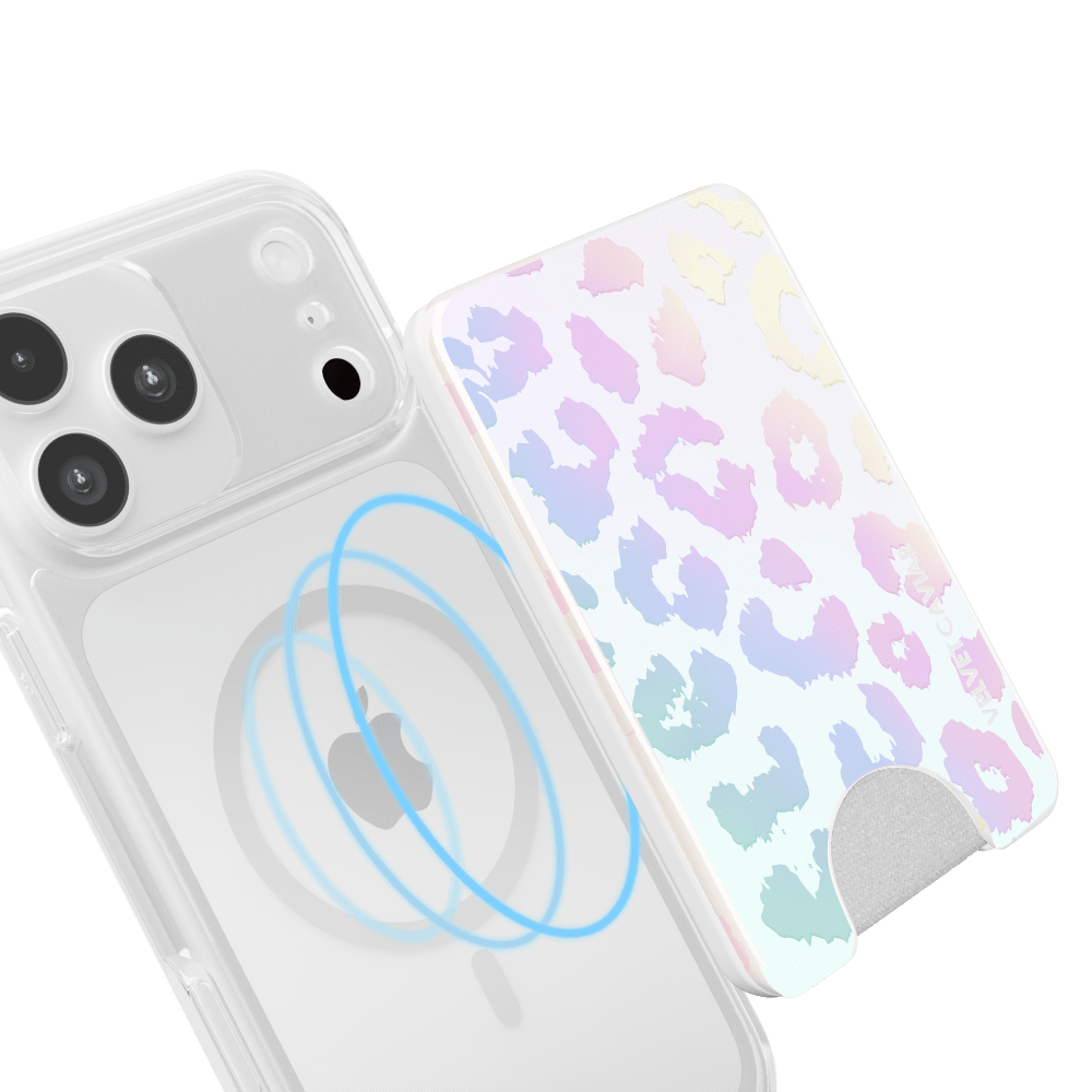 Wholesale cell phone accessory VELVET CAVIAR - Magsafe Phone Wallet - White Opal Leopard