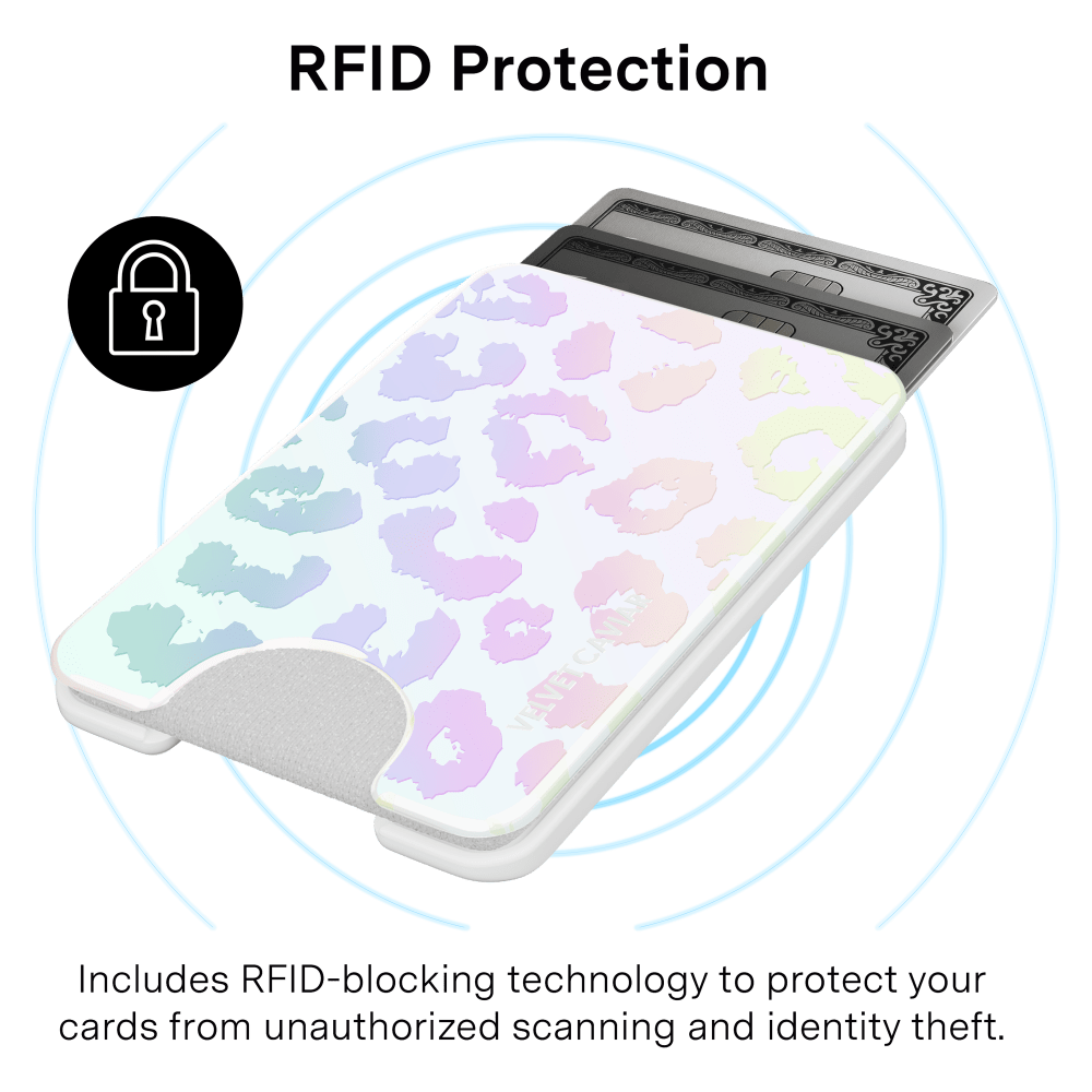 Wholesale cell phone accessory VELVET CAVIAR - Magsafe Phone Wallet - White Opal Leopard